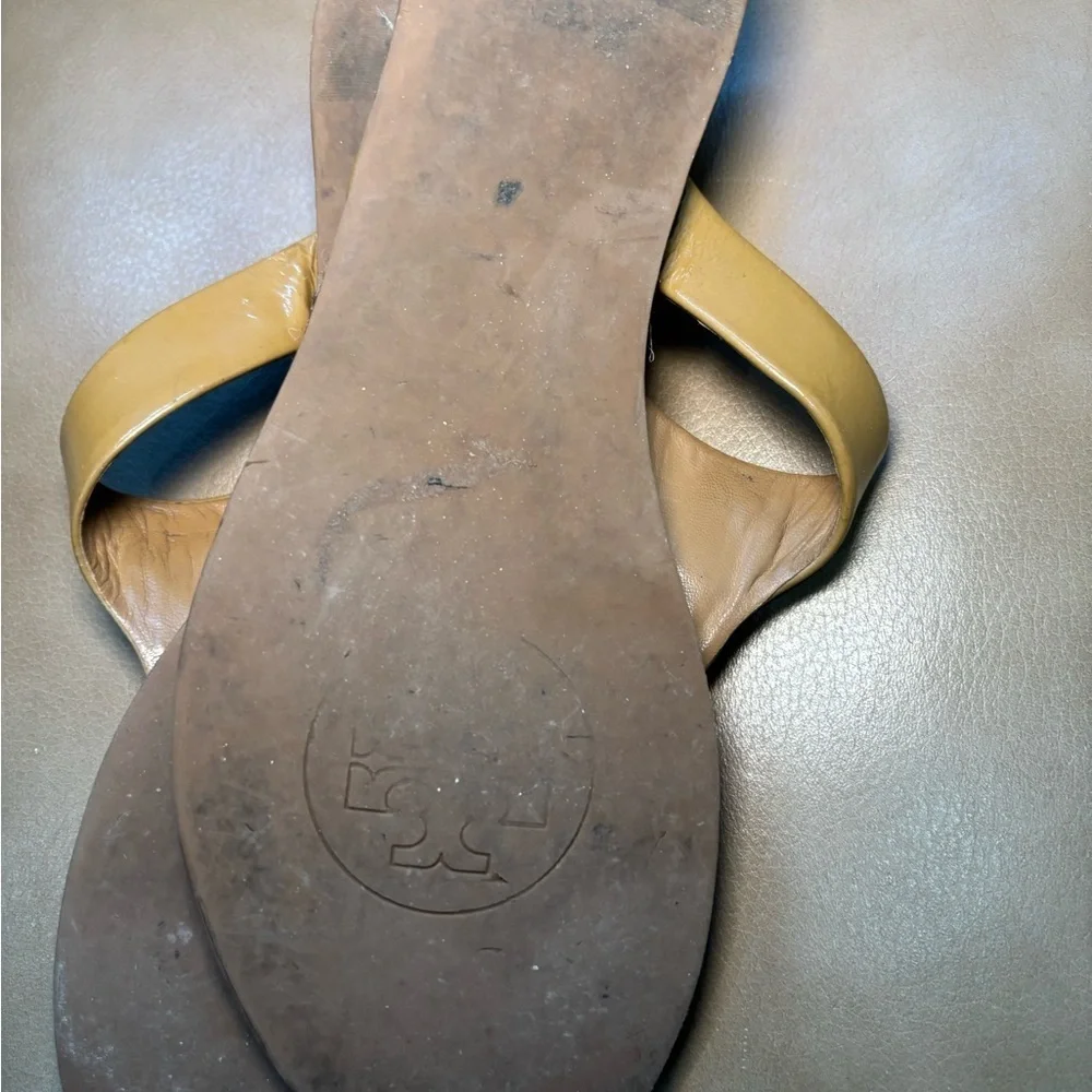 Tory Burch Gold Patent Leather Sandals